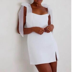 Park & Fifth White Mini Dress with Sheer Bow Straps